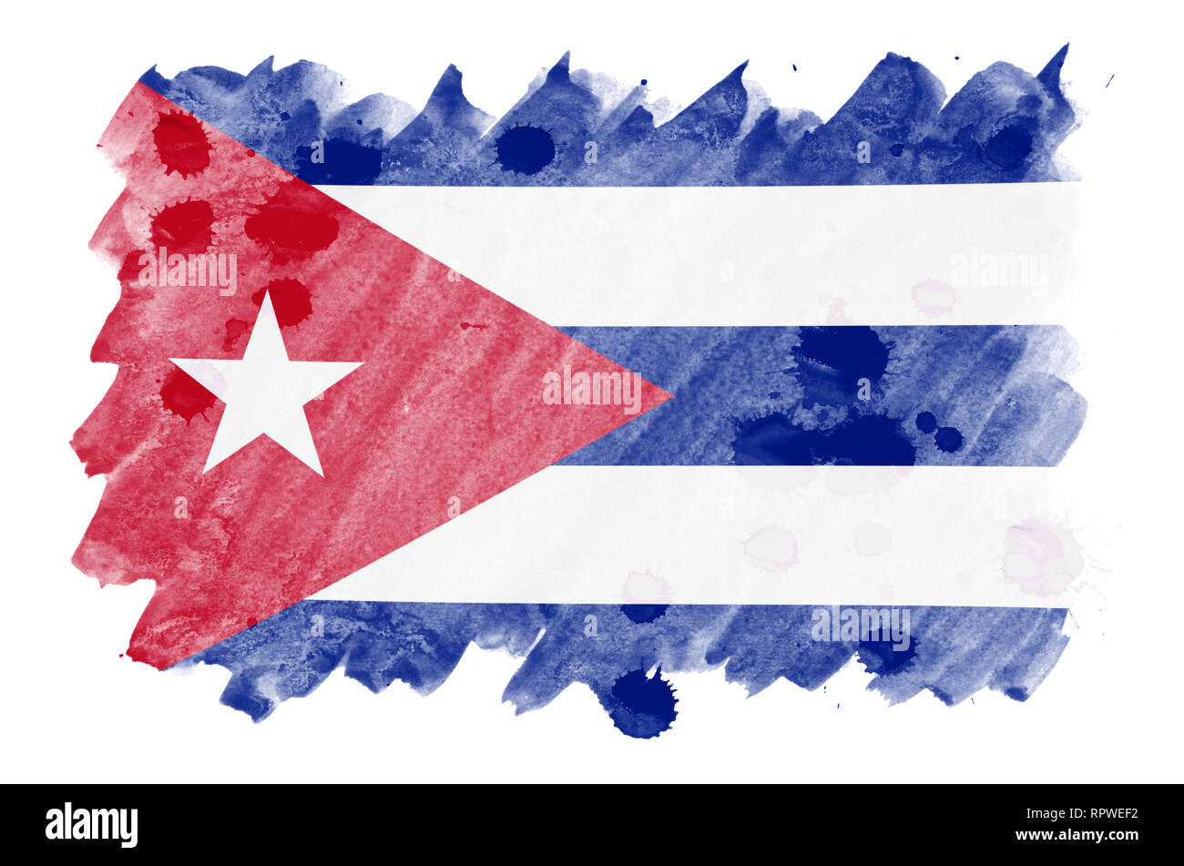 Cuba drapeau est représenté dans un style aquarelle liquide isolé sur fond  blanc. Peinture imprudente avec ombrage image de drapeau national. Date de  l'indépendance b Photo Stock - Alamy