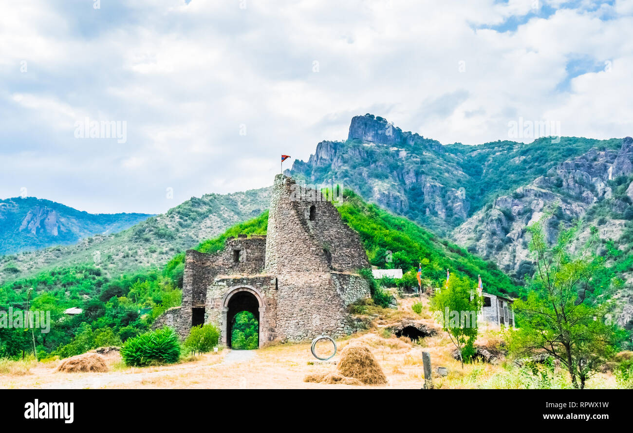 Le monastère d'Akhtala fortress dans le Prnjak Akhtala dans les gorges de la rivière Débède dans région de Lori, l'Arménie Banque D'Images