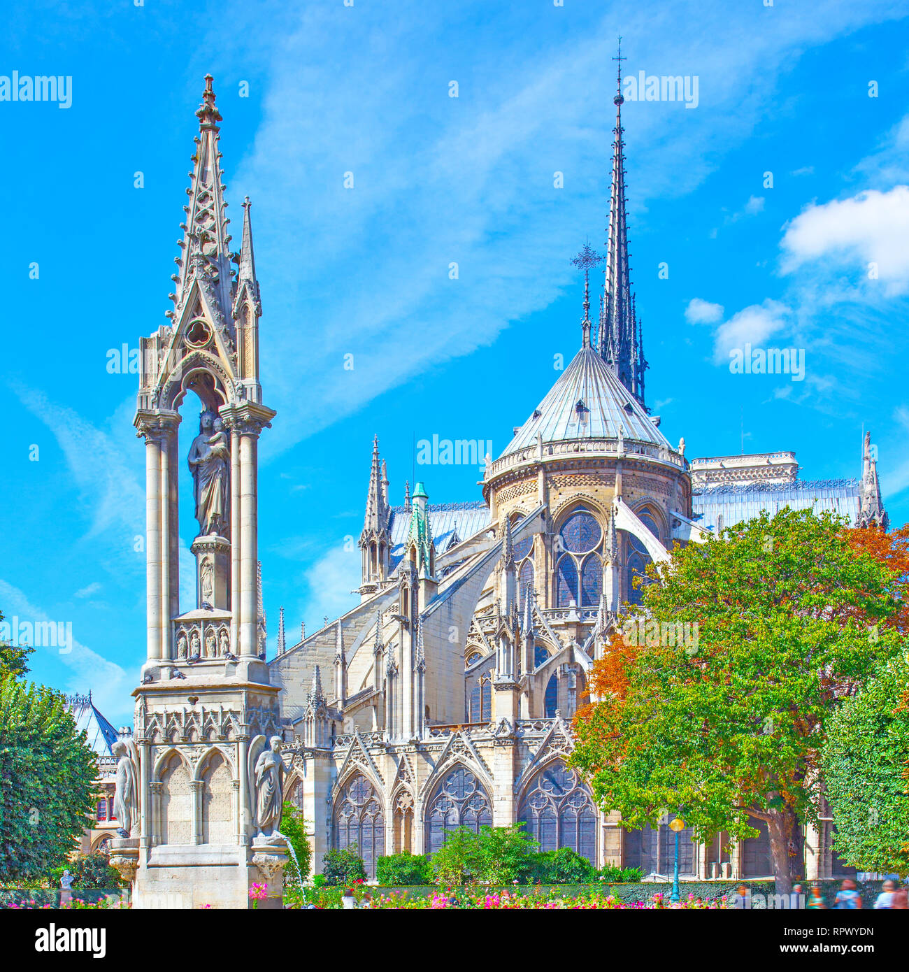 L'arrière de la Cathédrale Notre Dame de Paris, France Banque D'Images