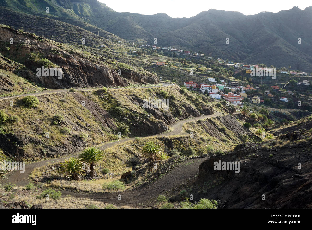 Arguamul et montagne sur l'île de La Gomera, Espagne Banque D'Images