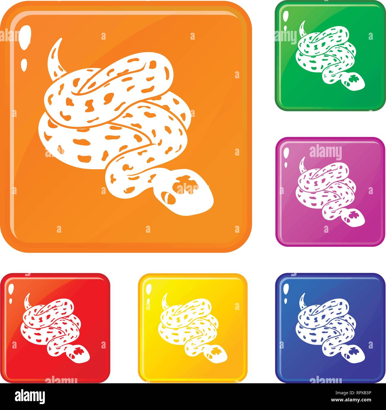 Serpent Anaconda icons set vector color Illustration de Vecteur