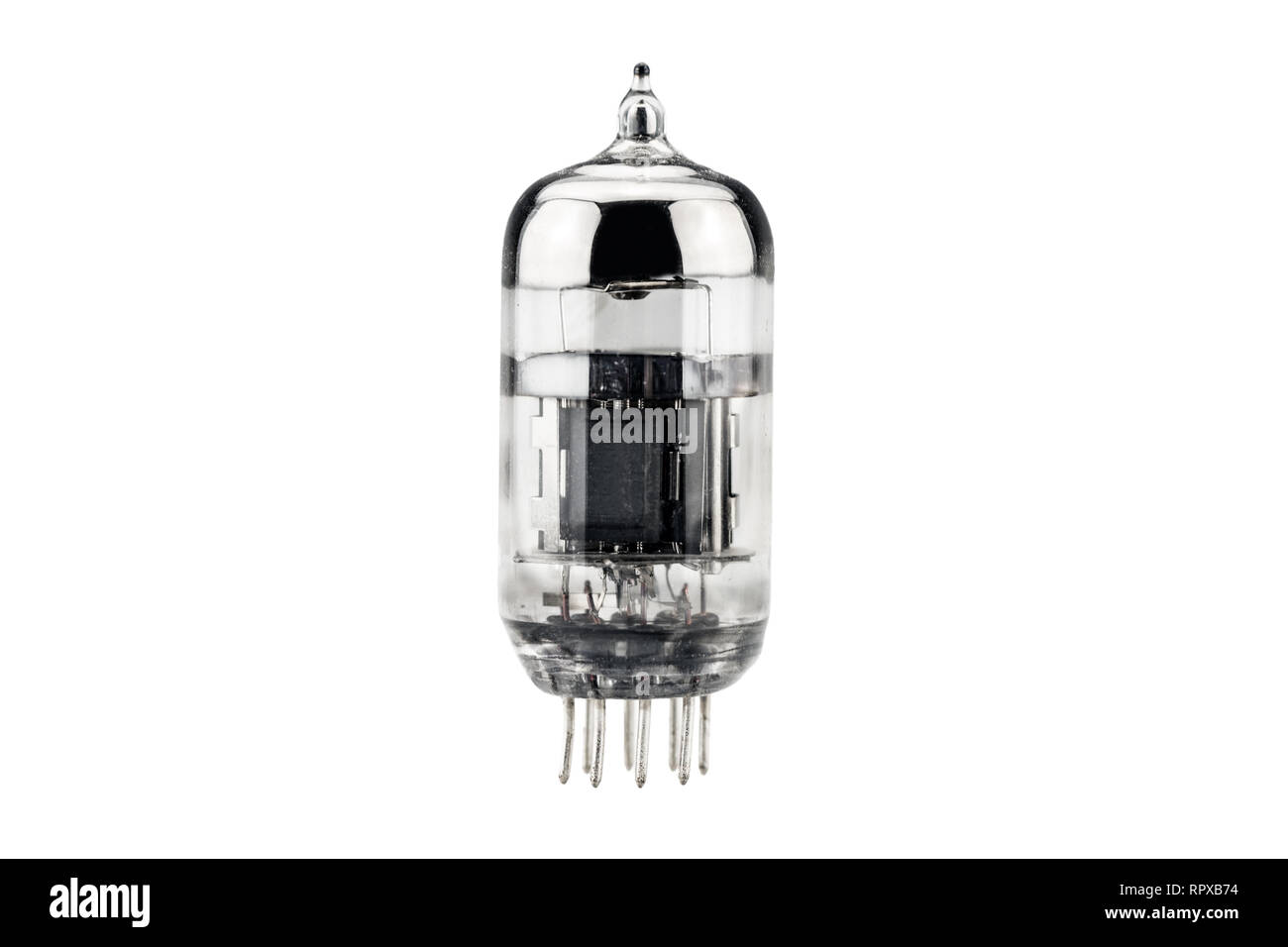 Vintage tube amplificateur audio isolated on white Banque D'Images