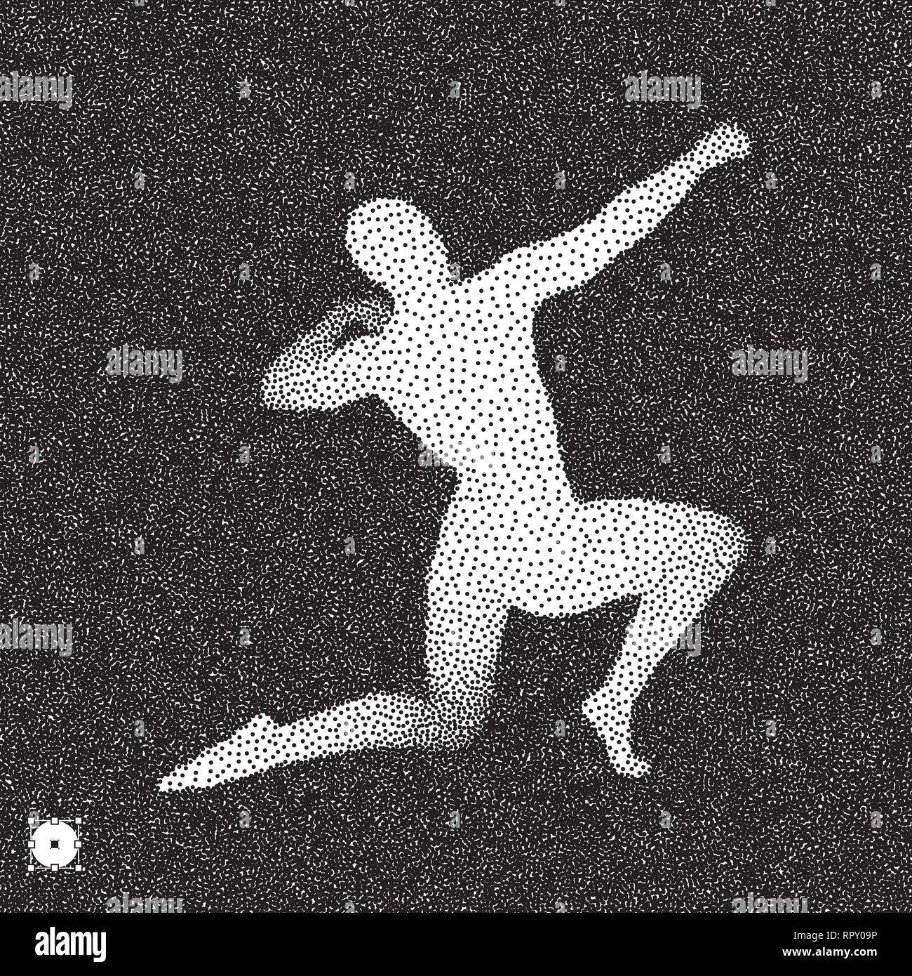 Modèle 3D de l'homme. Grain Noir et blanc design. L'effet pointillé. Vector illustration. Illustration de Vecteur