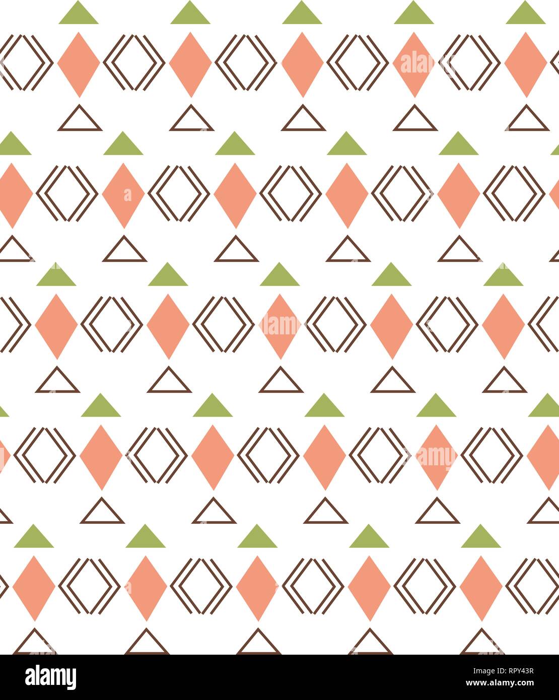 Motif géométrique avec des éléments linéaires et rhombus, noir et corail sur fond blanc Illustration de Vecteur