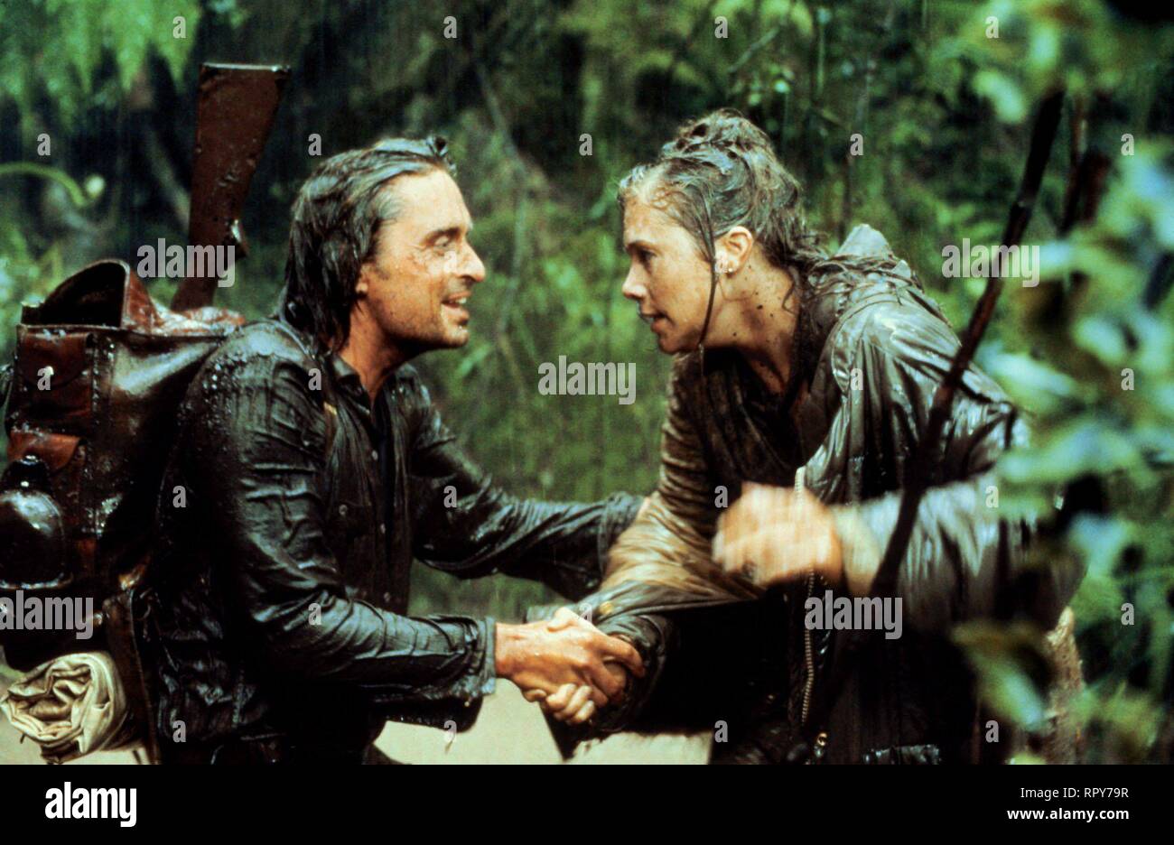 DOUGLAS,TURNER, ROMANCING THE STONE, 1984 Banque D'Images