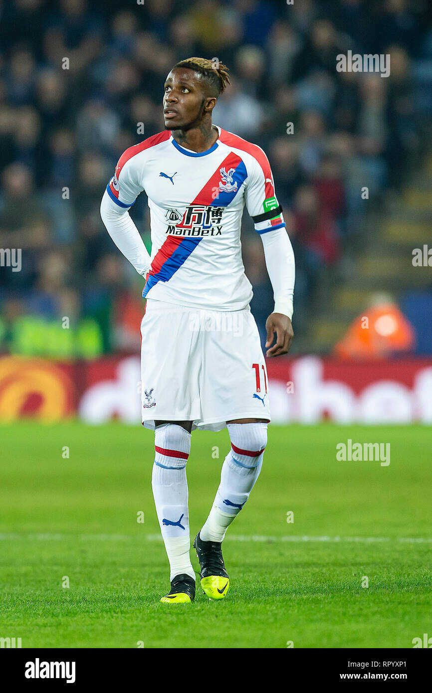 Leicester, Leicestershire, UK. 23 Feb 2019, Wilfried Zaha de Crystal Palace lors du premier match de championnat entre Leicester City et Crystal Palace à la King Power Stadium, Leicester le samedi 23 février 2019. (Crédit : Alan Hayward | MI News) Credit : MI News & Sport /Alamy Live News Banque D'Images