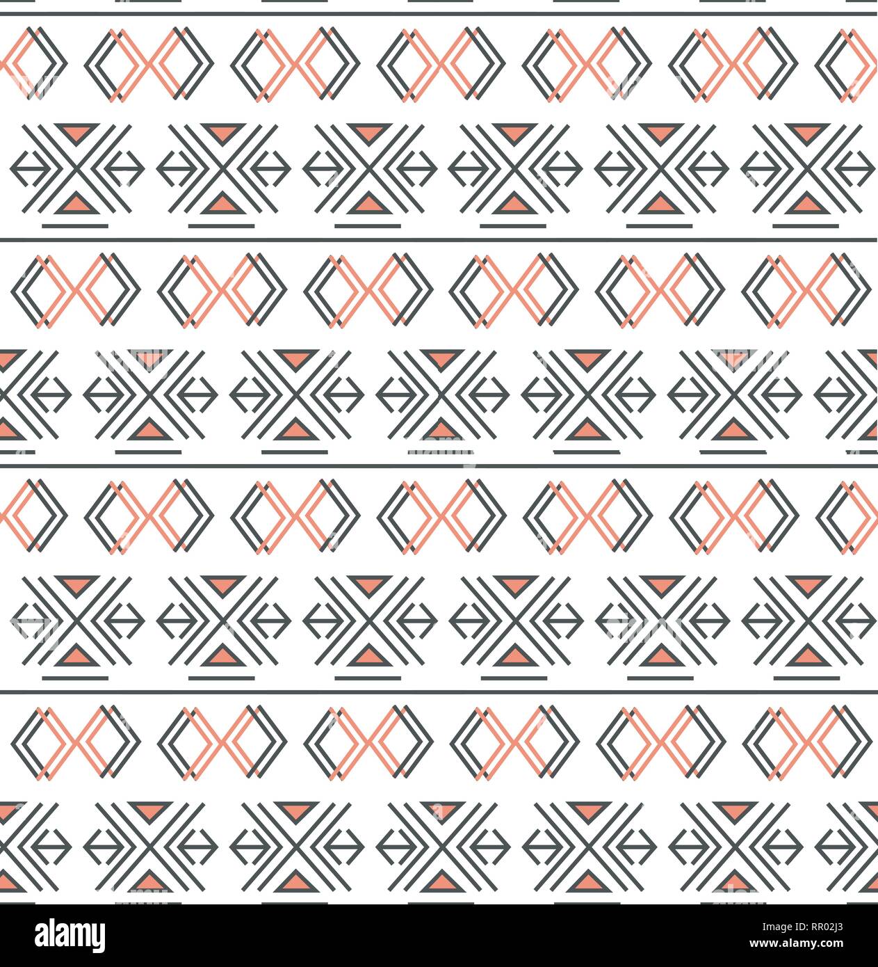Motif géométrique avec triangle et éléments linéaires, noir et corail Illustration de Vecteur