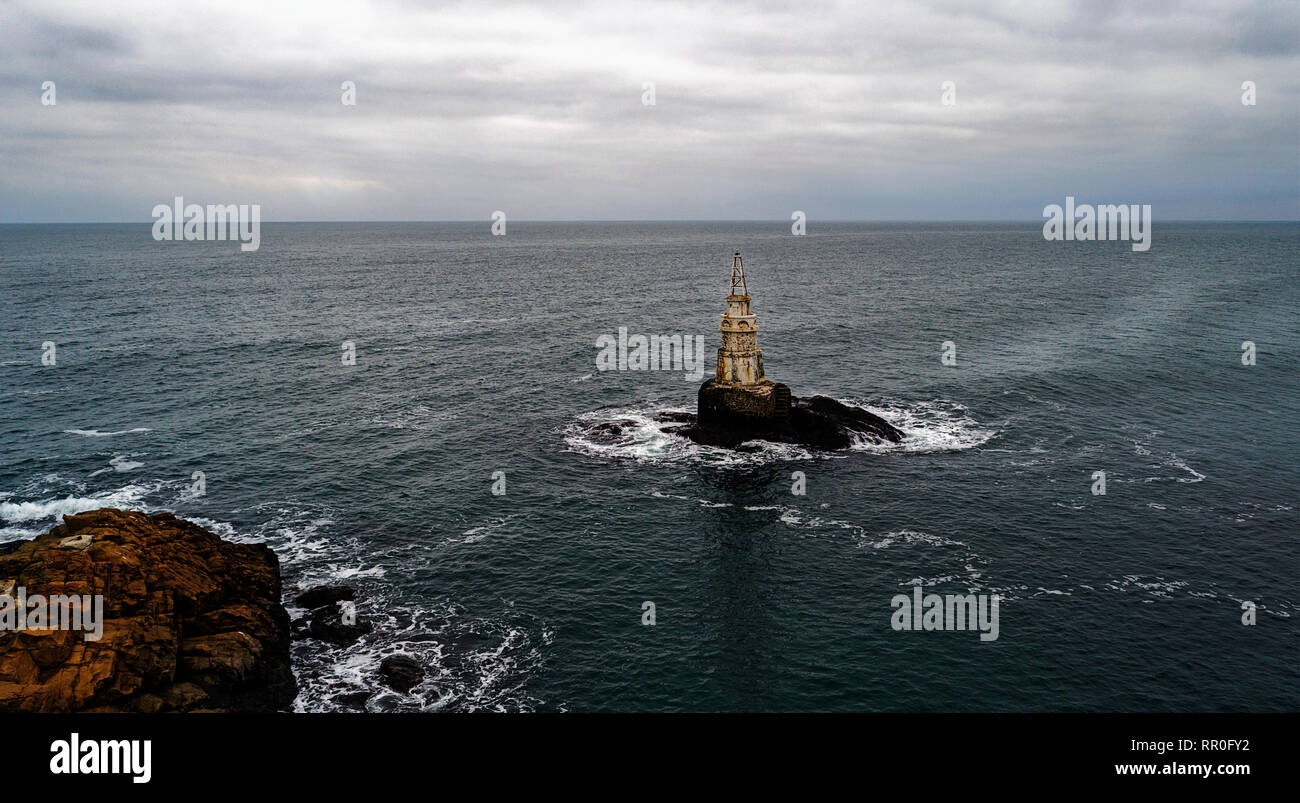 Vue aérienne d'un phare dans la ville de Ahtopol Bulgarie Banque D'Images