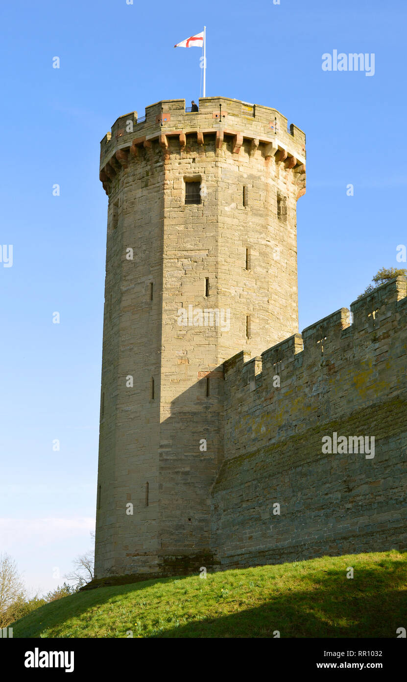 Le Château de Warwick médiéval historique dans le Warwickshire Banque D'Images