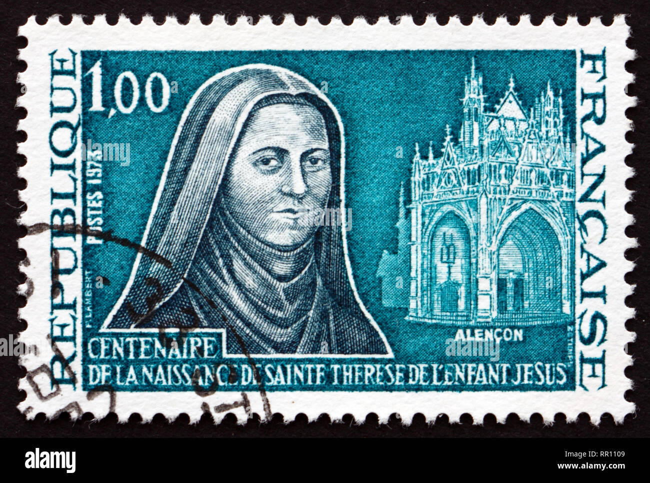 FRANCE VERS 1973 un timbre imprimé en France montre la sainte