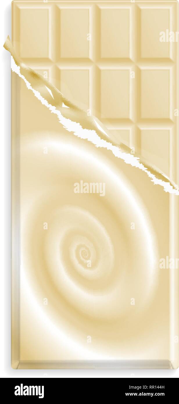 Barre de chocolat blanc dans une enveloppe avec tourbillon de chocolat, peut être remplacée par votre conception. Vector illustration Illustration de Vecteur