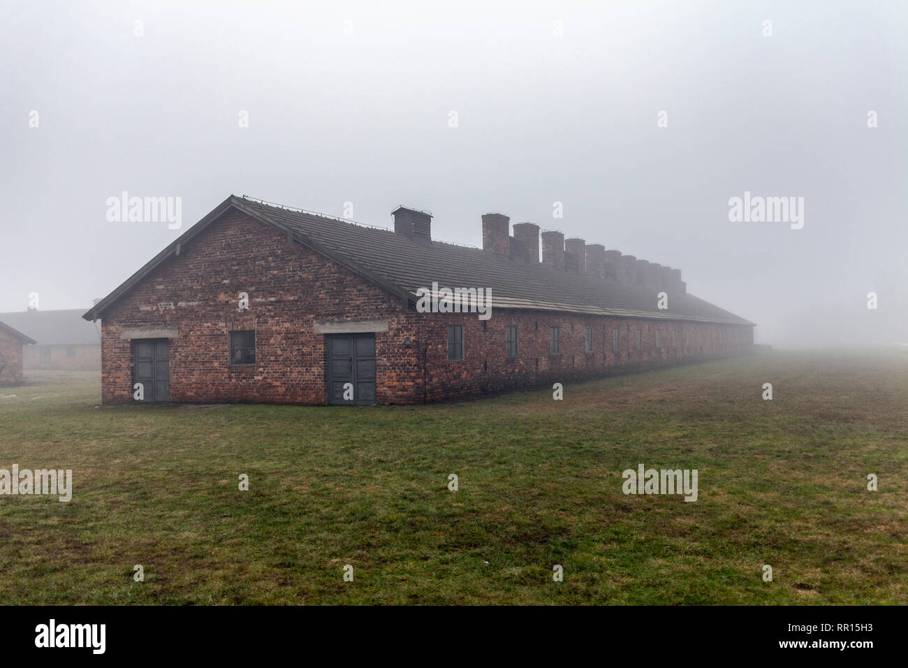 Camp de concentration Auschwitz-Birkenau. Caserne de la mort. Camp d'extermination des juifs. Camp de la mort allemand à Oswiecim, Pologne. Banque D'Images
