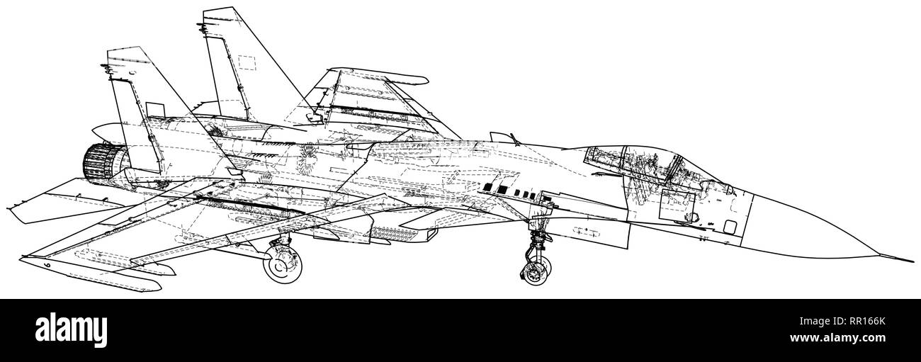 Jet fighter vector illustration. Des avions militaires. Porte-avions. Chasseur supersonique moderne. Illustration 3d de création Illustration de Vecteur