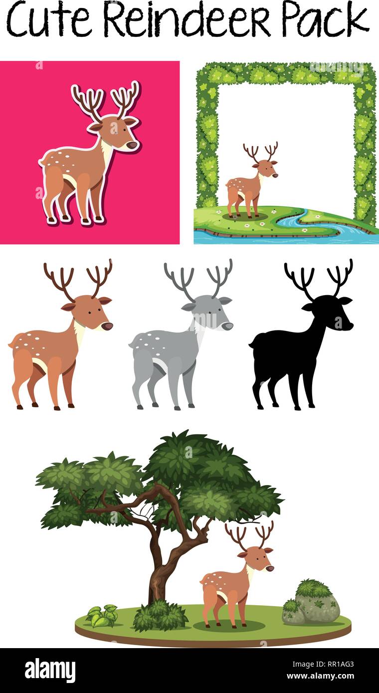 Un pack de renne mignon illustration Illustration de Vecteur