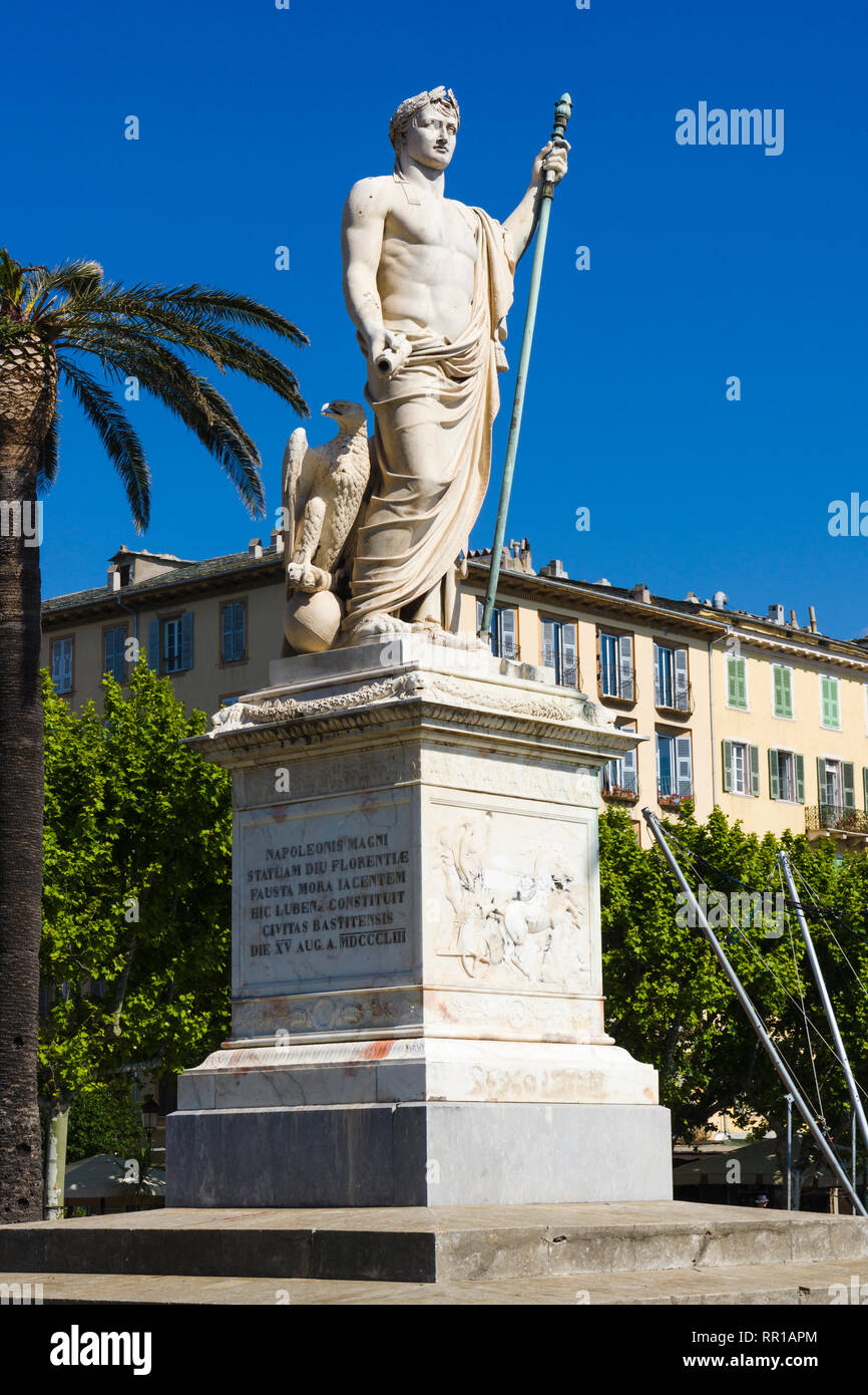 Statue de Napoléon Bonaparte à la place Saint-Nicolas, Bastia, Corse, France Banque D'Images