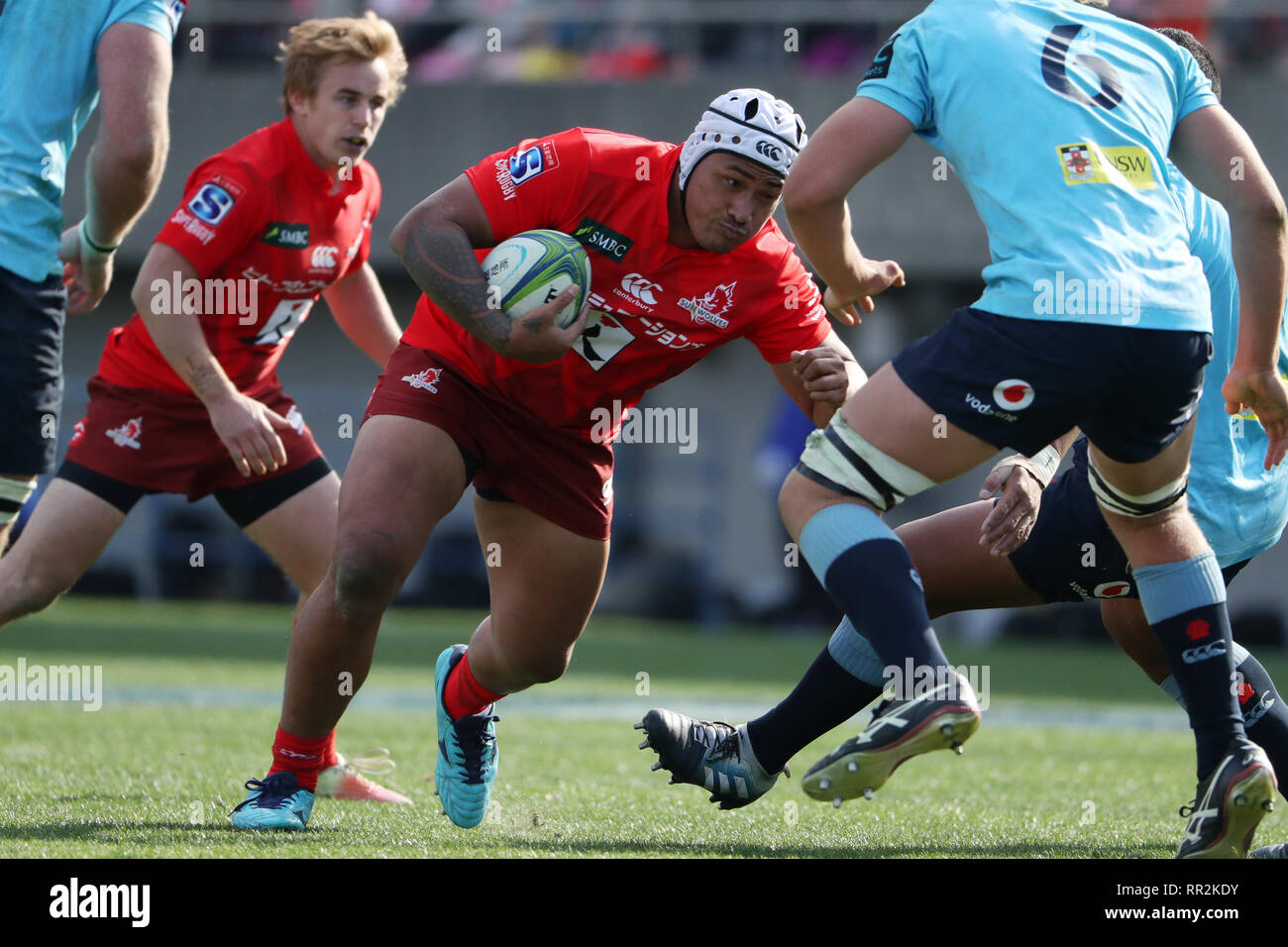 Tokyo, Japon. Feb 23, 2019. Asaeli Sunwolves Ai Valu (Rugby) : 2019 super match de rugby entre l'Sunwolves 30-31 Waratahs au Prince Chichibu Memorial Stadium à Tokyo, au Japon . Credit : AFLO/Alamy Live News Banque D'Images