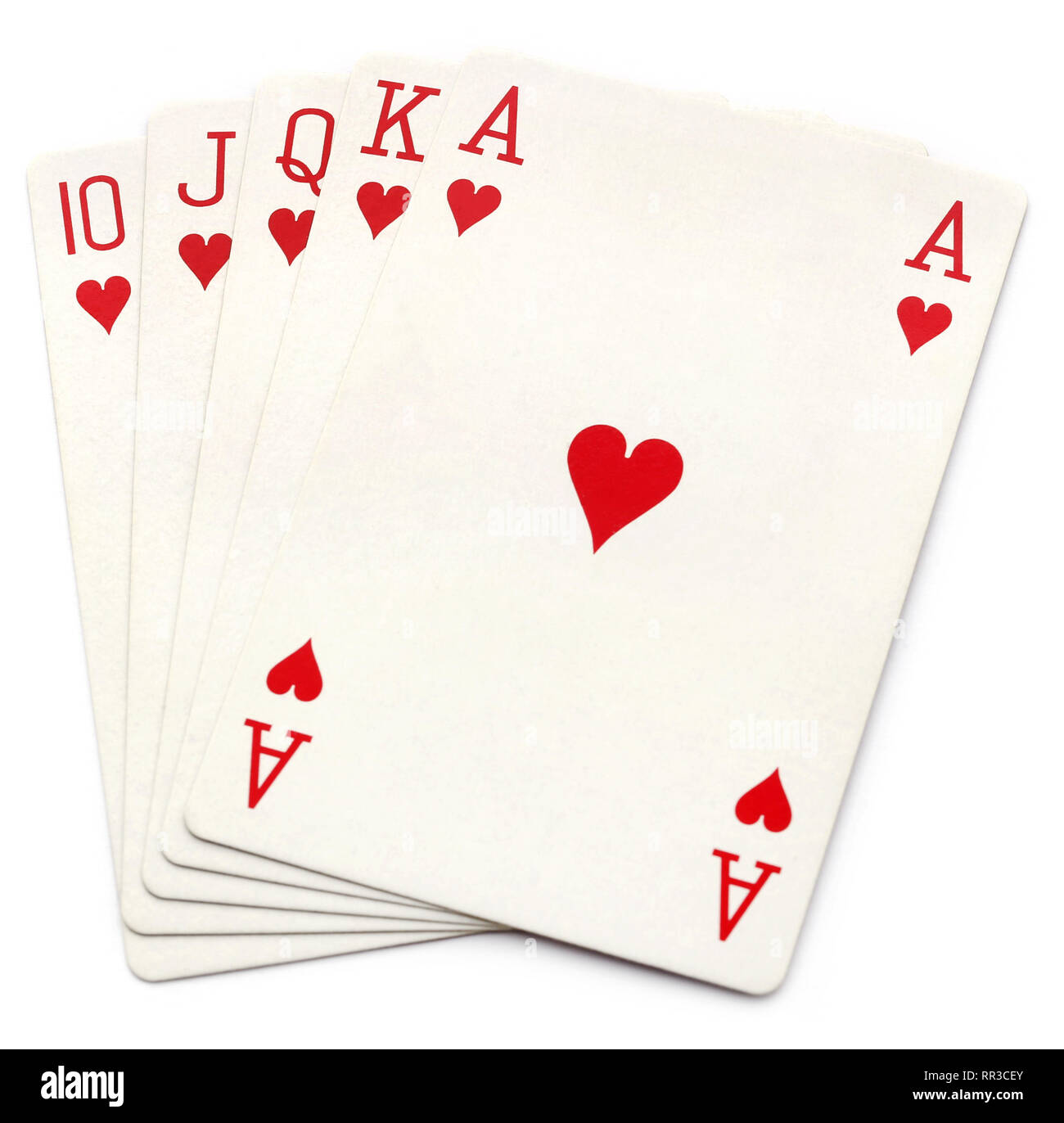 Ace of Hearts sur fond blanc Banque D'Images