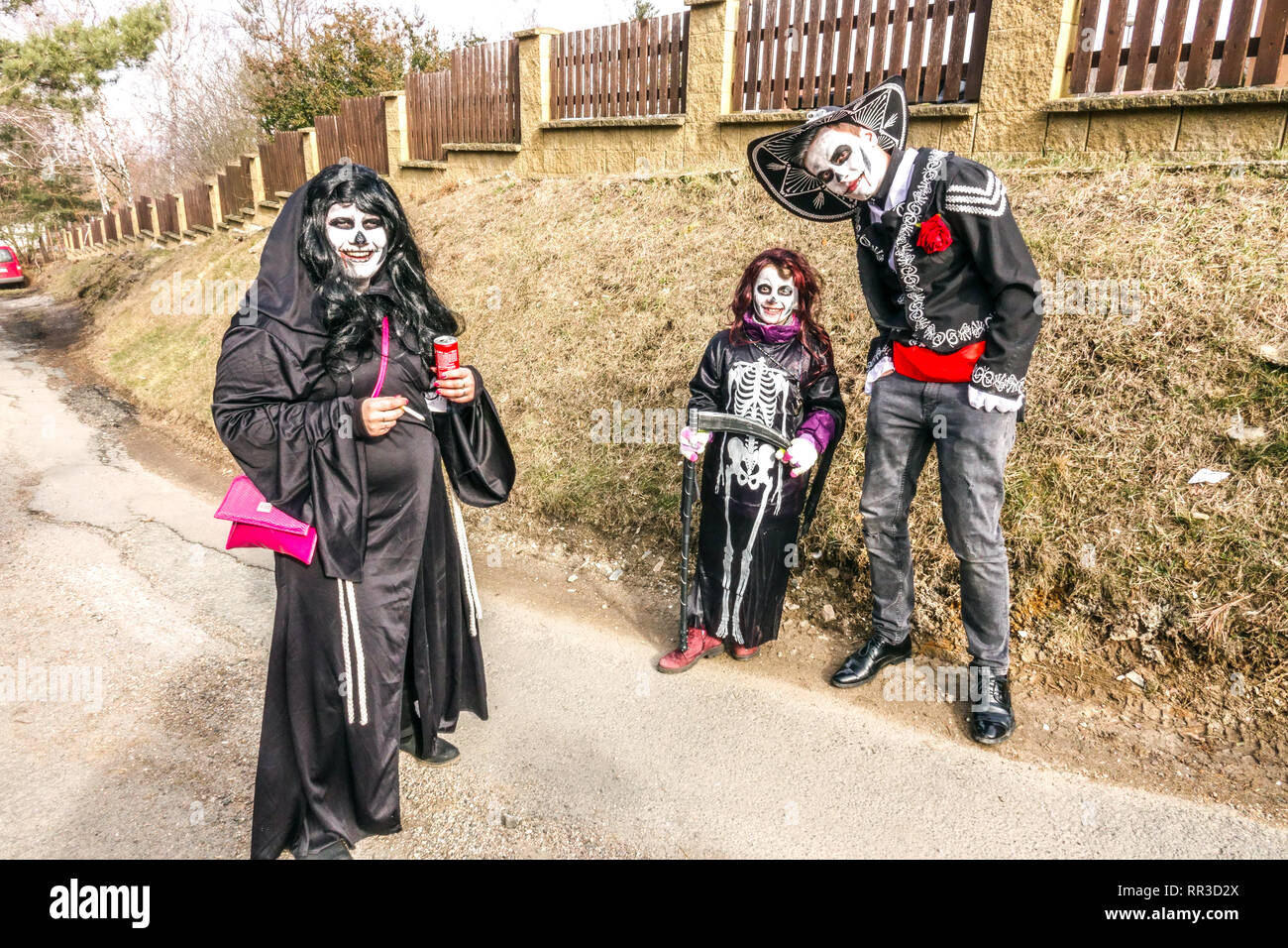 République tchèque carnaval - masopust, les participants portant sur le masque de mort Banque D'Images