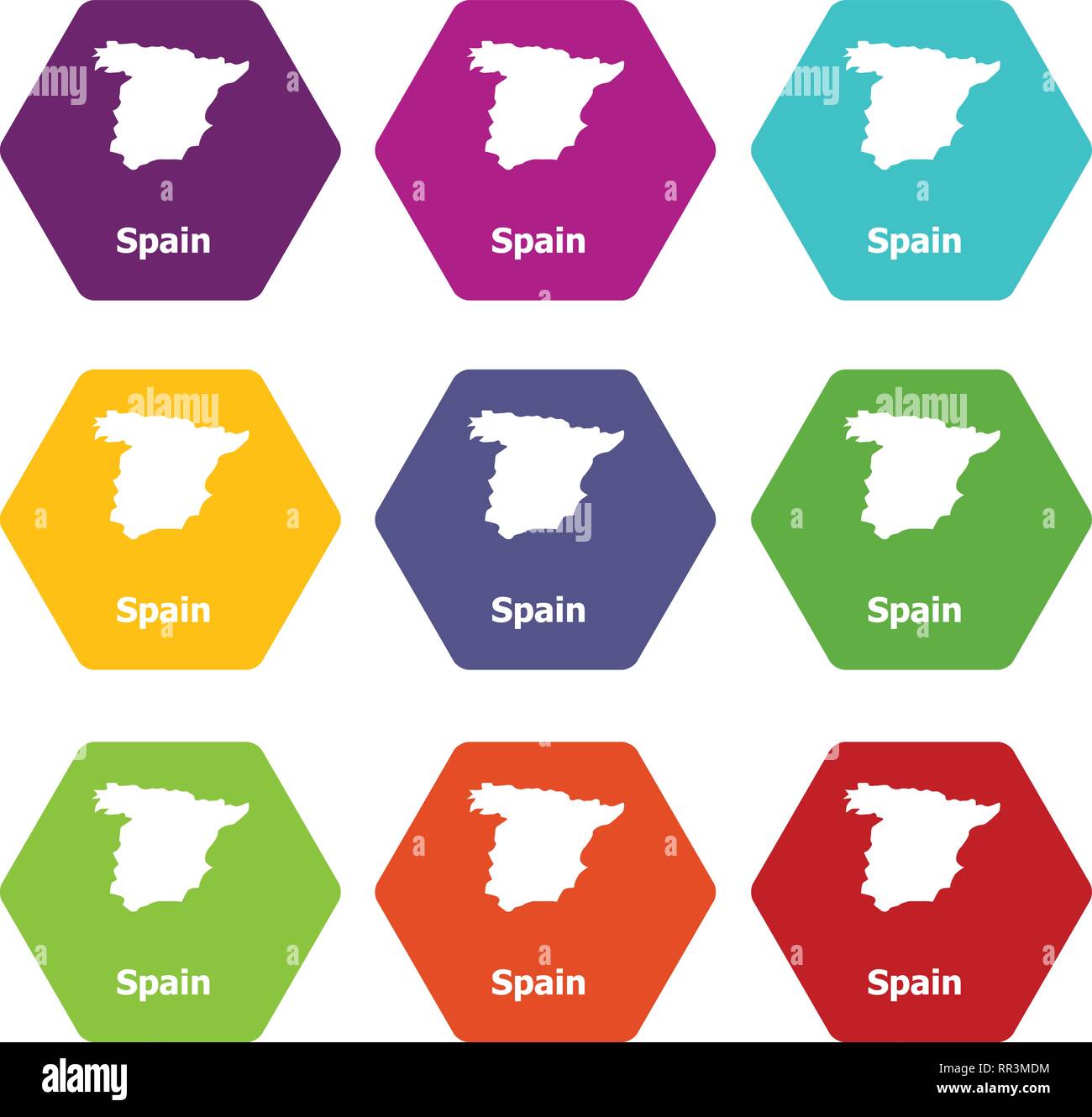 La carte d'Espagne icons set 9 vector Illustration de Vecteur