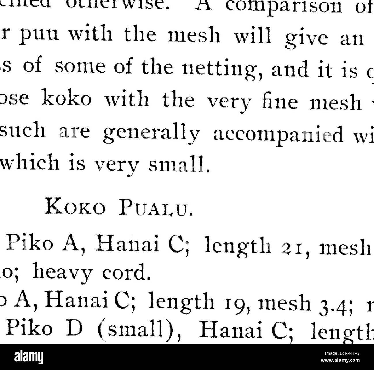 . Mémoires de l'Bernice Pauahi Bishop Museum d'histoire naturelle et d'Ethnologie polynésiennes. L'histoire naturelle, de l'Ethnologie. 9021 9022 9023 9024 9025 9026 9027 9028 9029 9049, L 196. L 197- L 198. L394-L395-L396* Coco coco Coco coco Coco : ; : : : coco Coco coco Coco. ^IG. 150. Piko D, Hanai, une C E Piko, Hanai, une UN E Piko Piko, Hanai, une d'un D, Hanai, une UNE D'UN Piko Piko, Hanai, une E, Hanai, une UNE D'UN Piko Piko, Hanai, une E, Hanai, une UNE D'UN Piko, Hanai, une ^IG. 151. O^^PI Hanai, une KNrrTlNG. longueur 14 AIN, mesh 4.5. longueur 30, mesh 10.2-11.8 ; cordon lourd. longueur 22, longueur 17,5 mailles 9.2., 4.5. Maille 17 longueur, longueur 16,5 3,8 mailles., mesh 6.5 ; ka Banque D'Images