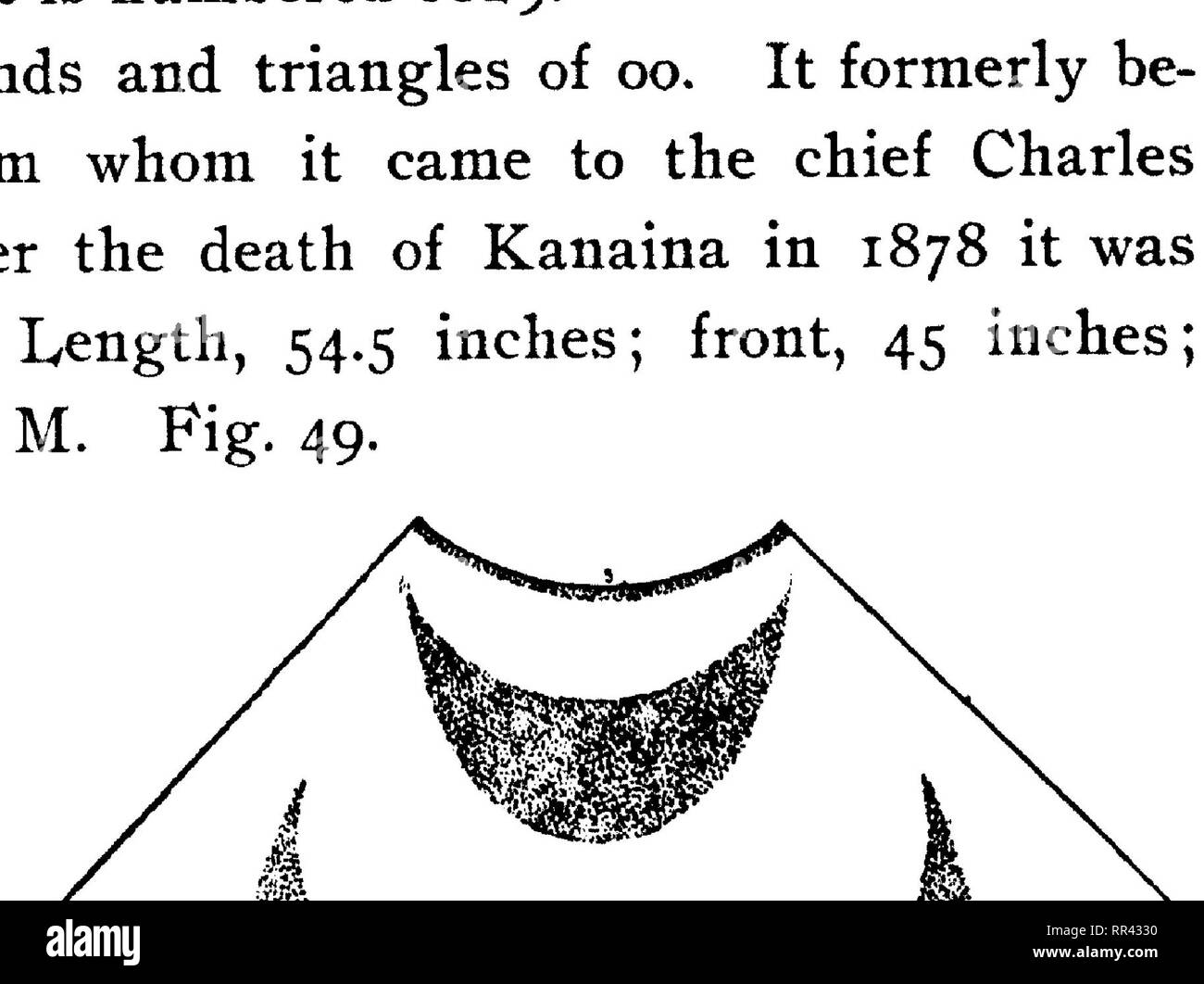 . Mémoires de l'Bernice Pauahi Bishop Museum d'histoire naturelle et d'Ethnologie polynésiennes. L'histoire naturelle, de l'Ethnologie. FIG. 51. FIG. 52. 9. Cap de 00 et iiwi ; une fois la propriété de la reine Emma. Longueur, 12,5 pouces ; avant, 8 pouces ; base, 66 pouces. N° 956 dans le Bishop Museum. Fig. 55. 10. Cap de 00 et iiwi ; porté par la reine Emma lorsqu'un enfant à l'École royale. Je trouve du journal de M. Cook, le maître de cette remarquable. Veuillez noter que ces images sont extraites de la page numérisée des images qui peuvent avoir été retouchées numériquement pour plus de lisibilité - coloration et apparition de thes Banque D'Images