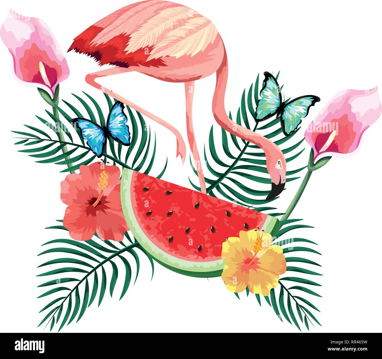 Flamingo tropical cartoon Illustration de Vecteur