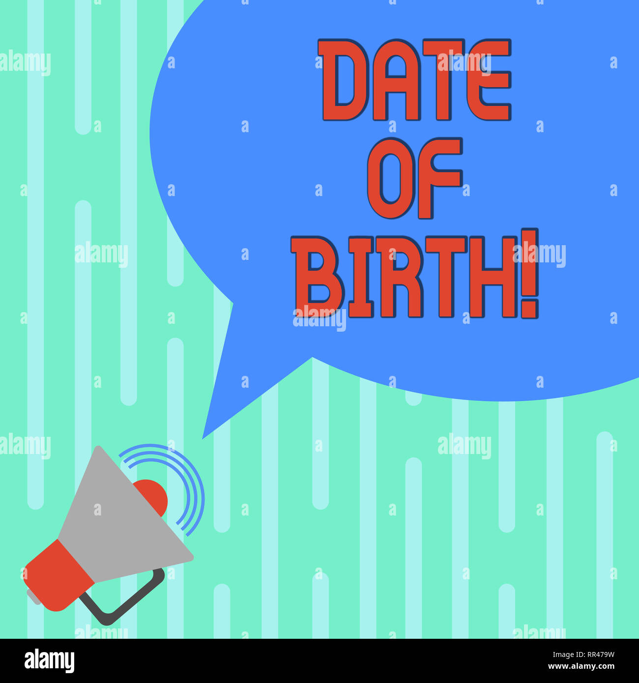 L Ecriture De Texte Word Date De Naissance Concept D Affaires Pour Le Jour Ou Quelqu Un Est Ne Le Nouveau Bebe Enceinte Dame A Venir Avec L Icone De Volume Du Son Megaphone Et Blan
