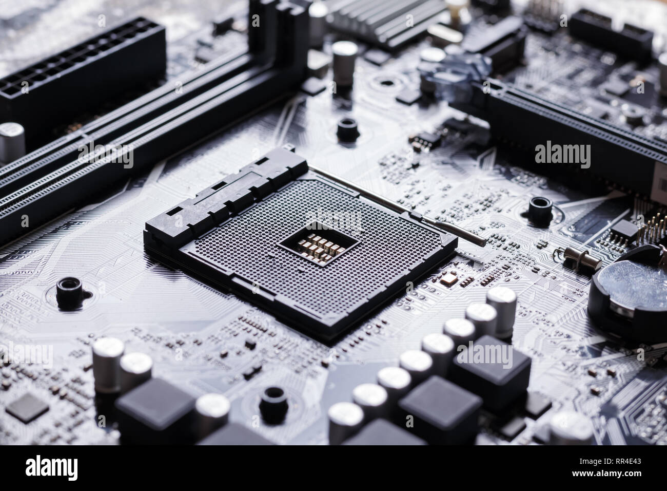 Avis de socket de processeur sur la carte mère d'ordinateur PC Banque D'Images