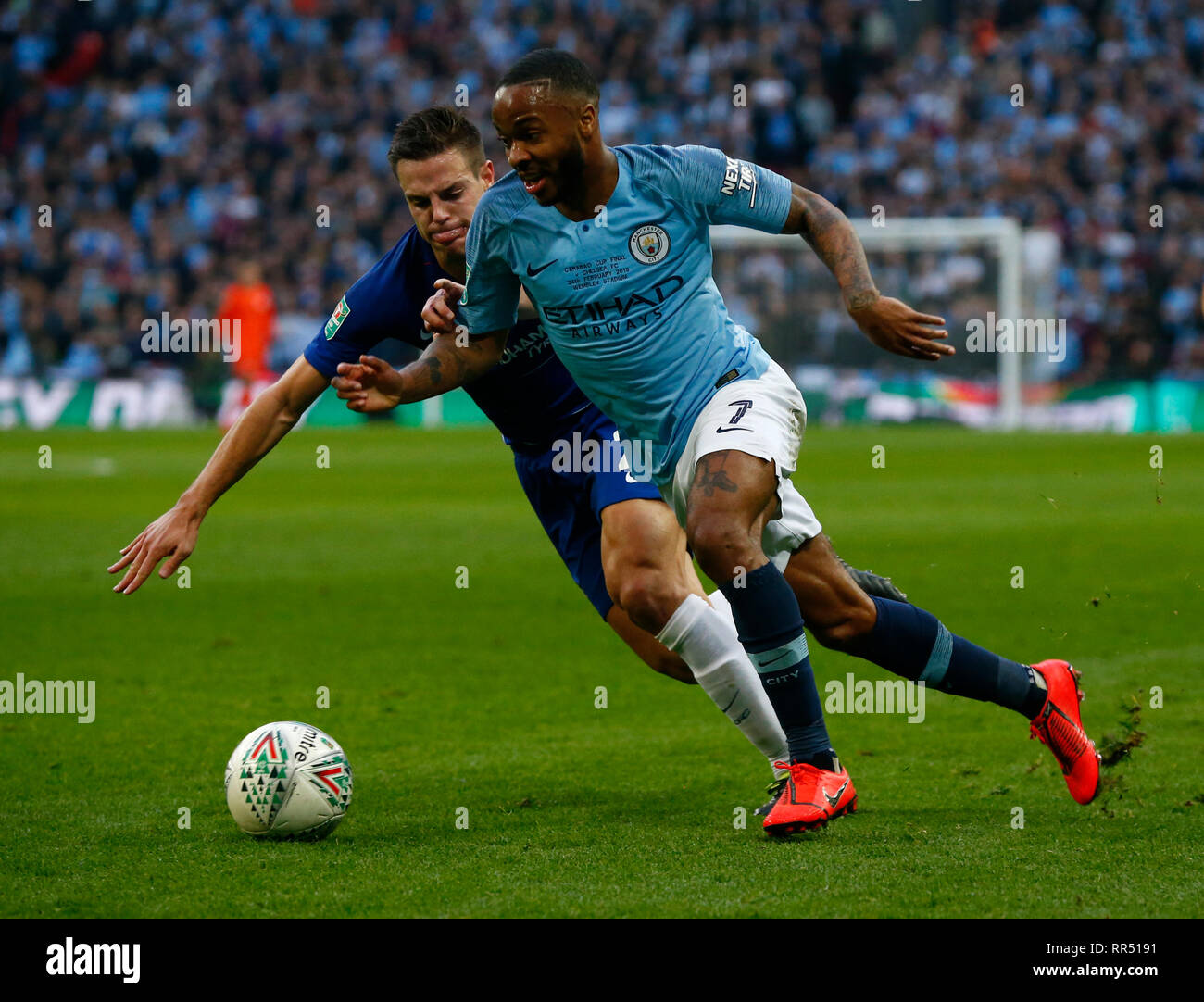 Londres, Angleterre - 23 Février, 2019 lors de la finale de la coupe au cours de Carabao entre Chelsea et Manchester City au stade de Wembley, Londres, Angleterre le 23 févr. 2019 Action Sport Crédit photo FA Premier League Ligue de football et les images sont soumis à licence. DataCo Usage éditorial uniquement. Pas de vente d'impression. Aucun usage personnel des ventes. Aucune UTILISATION NON RÉMUNÉRÉ Banque D'Images