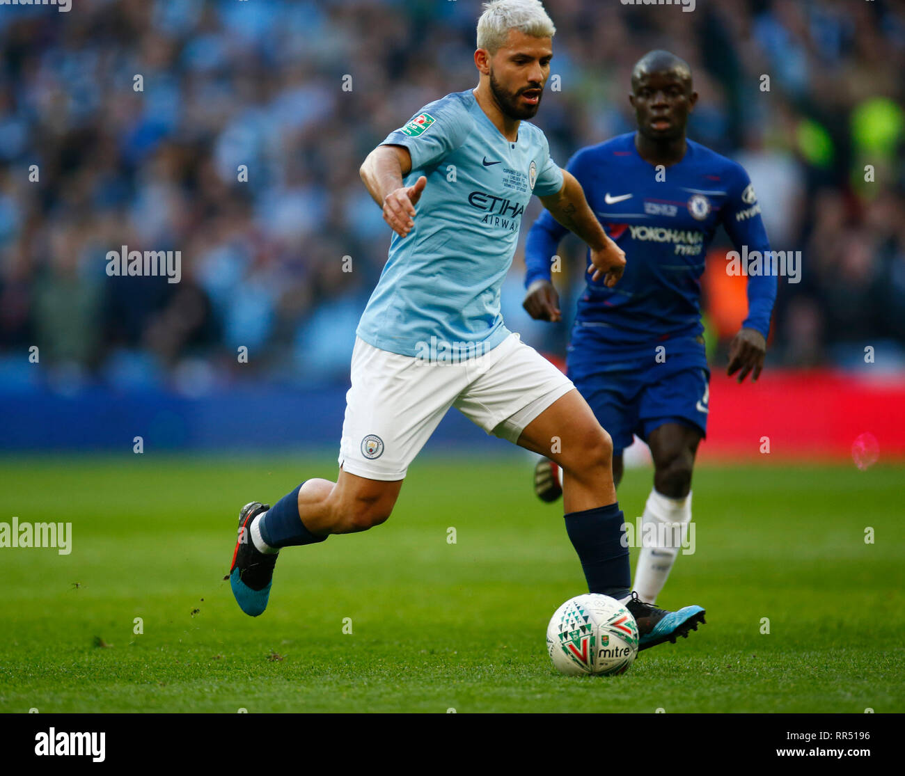 Londres, Angleterre - 23 Février, 2019 Manchester City's Sergio Aguero pendant pendant la Coupe du buffle entre Chelsea et Manchester City au stade de Wembley, Londres, Angleterre le 23 févr. 2019 Action Sport Crédit photo FA Premier League Ligue de football et les images sont soumis à licence. DataCo Usage éditorial uniquement. Pas de vente d'impression. Aucun usage personnel des ventes. Aucune UTILISATION NON RÉMUNÉRÉ Banque D'Images