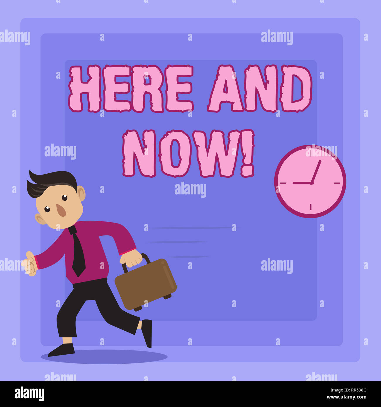 Texte De L Ecriture Ecrit Ici Et Maintenant Sens Concept Present A Ce Moment Precis De L Engagement En Situation De Compromis Photo Stock Alamy