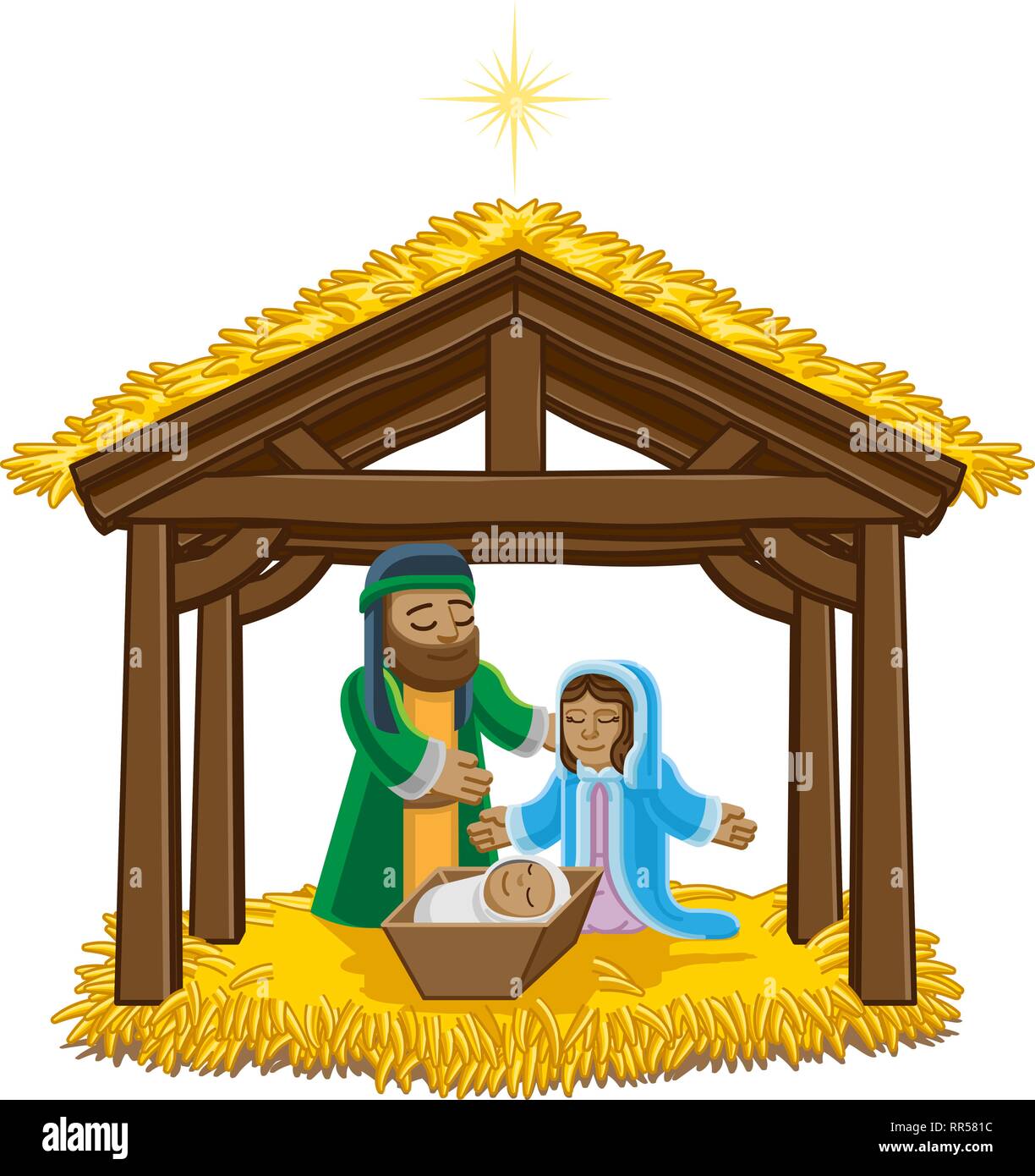 Dessin Anime De Noel Creche Image Vectorielle Stock Alamy