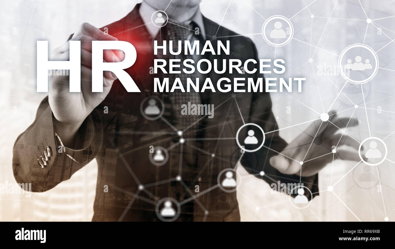 La gestion des ressources humaines, RH, Team Building et de recrutement concept sur fond flou. Banque D'Images