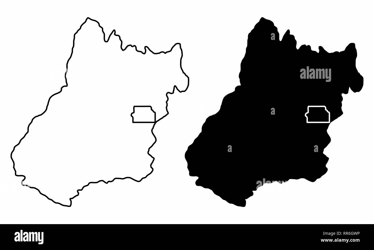 Cartes en noir et blanc de l'État de Goias, Brésil Illustration de Vecteur