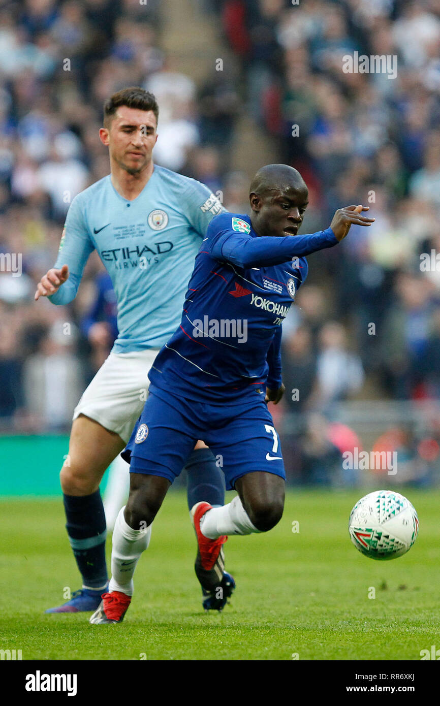 Ngolo KantŽ de Chelsea lors de la finale de la Coupe du carabao EFL entre Chelsea et Manchester City au stade de Wembley, Londres, Angleterre le 24 février 2019. Photo par Carlton Myrie. Usage éditorial uniquement, licence requise pour un usage commercial. Aucune utilisation de pari, de jeux ou d'un seul club/ligue/dvd publications. Banque D'Images