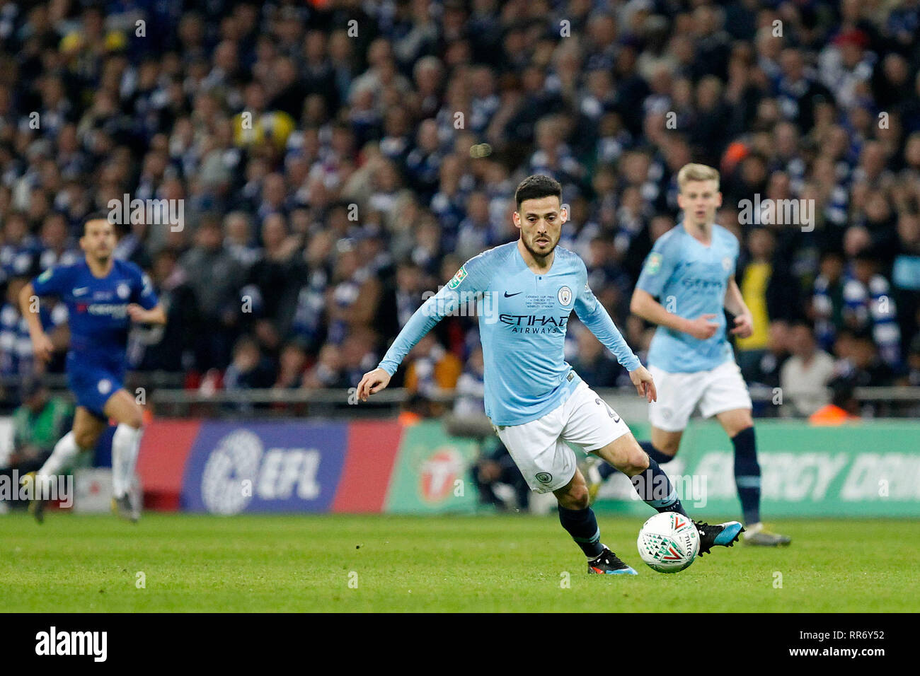David Silva de Manchester le Citydriduring EFL Carabao Cup Finale entre Chelsea et Manchester City au stade de Wembley, Londres, Angleterre le 24 février 2019. Photo par Carlton Myrie. Usage éditorial uniquement, licence requise pour un usage commercial. Aucune utilisation de pari, de jeux ou d'un seul club/ligue/dvd publications. Banque D'Images