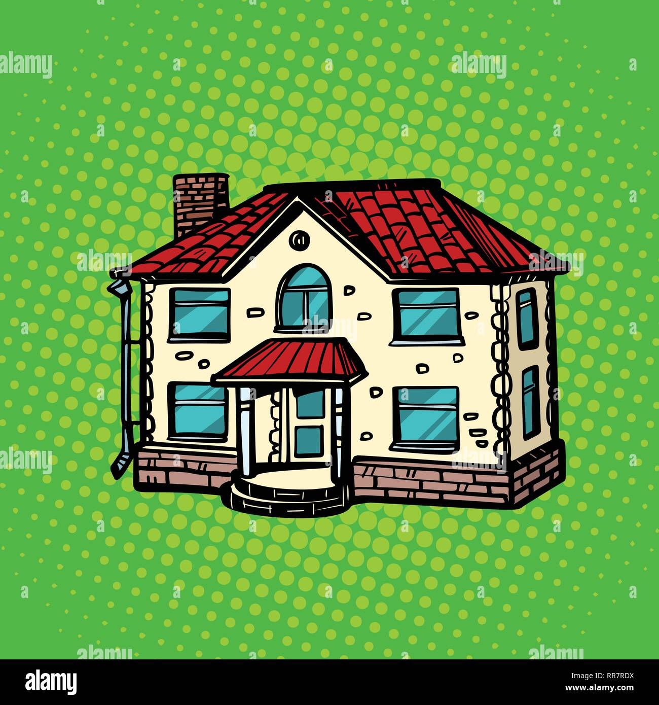 Maison de l'immobilier. Pop art retro vintage kitsch dessin illustration vectorielle Illustration de Vecteur