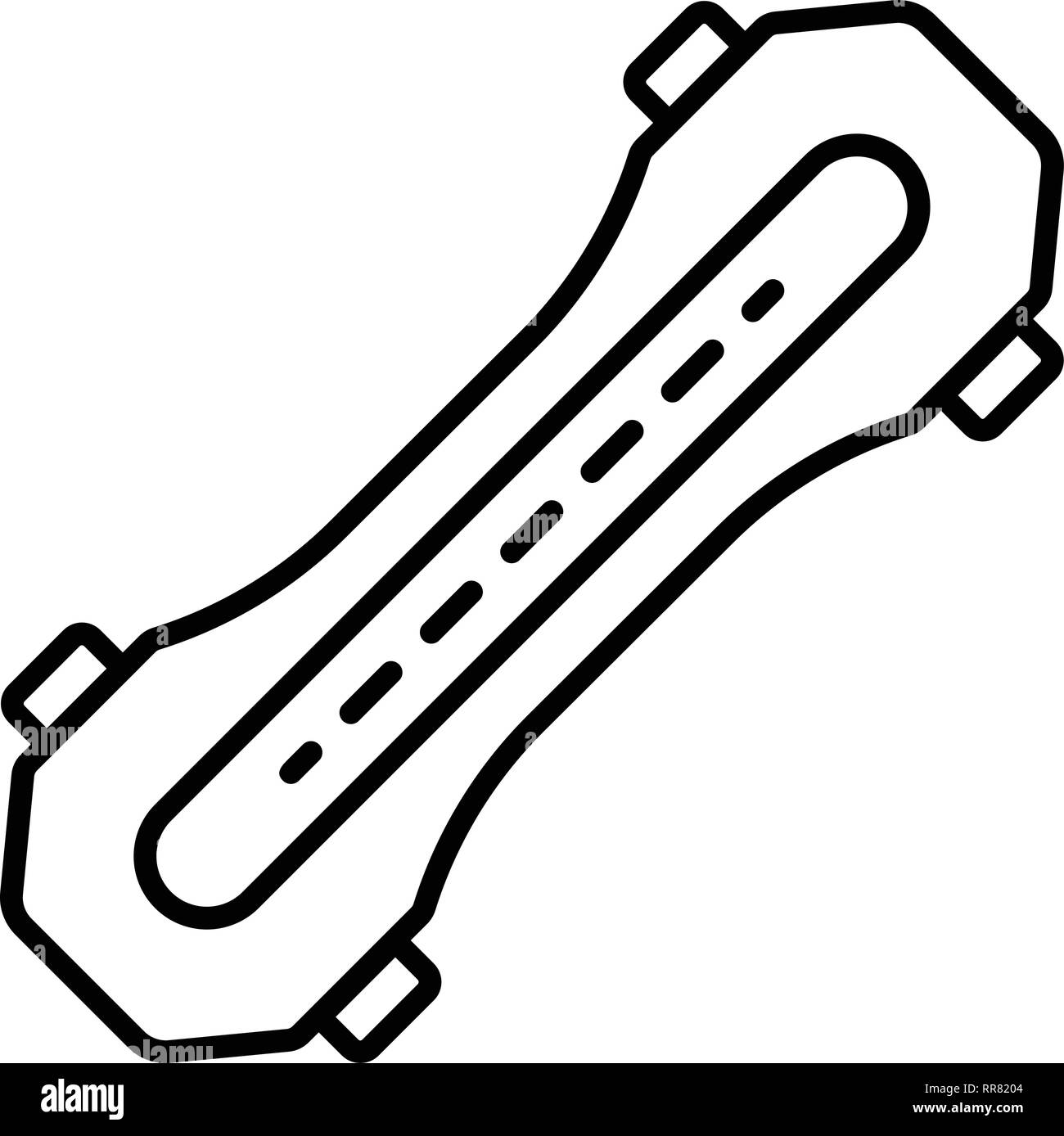 Planche à roulettes en métal style du contour, icône Illustration de Vecteur