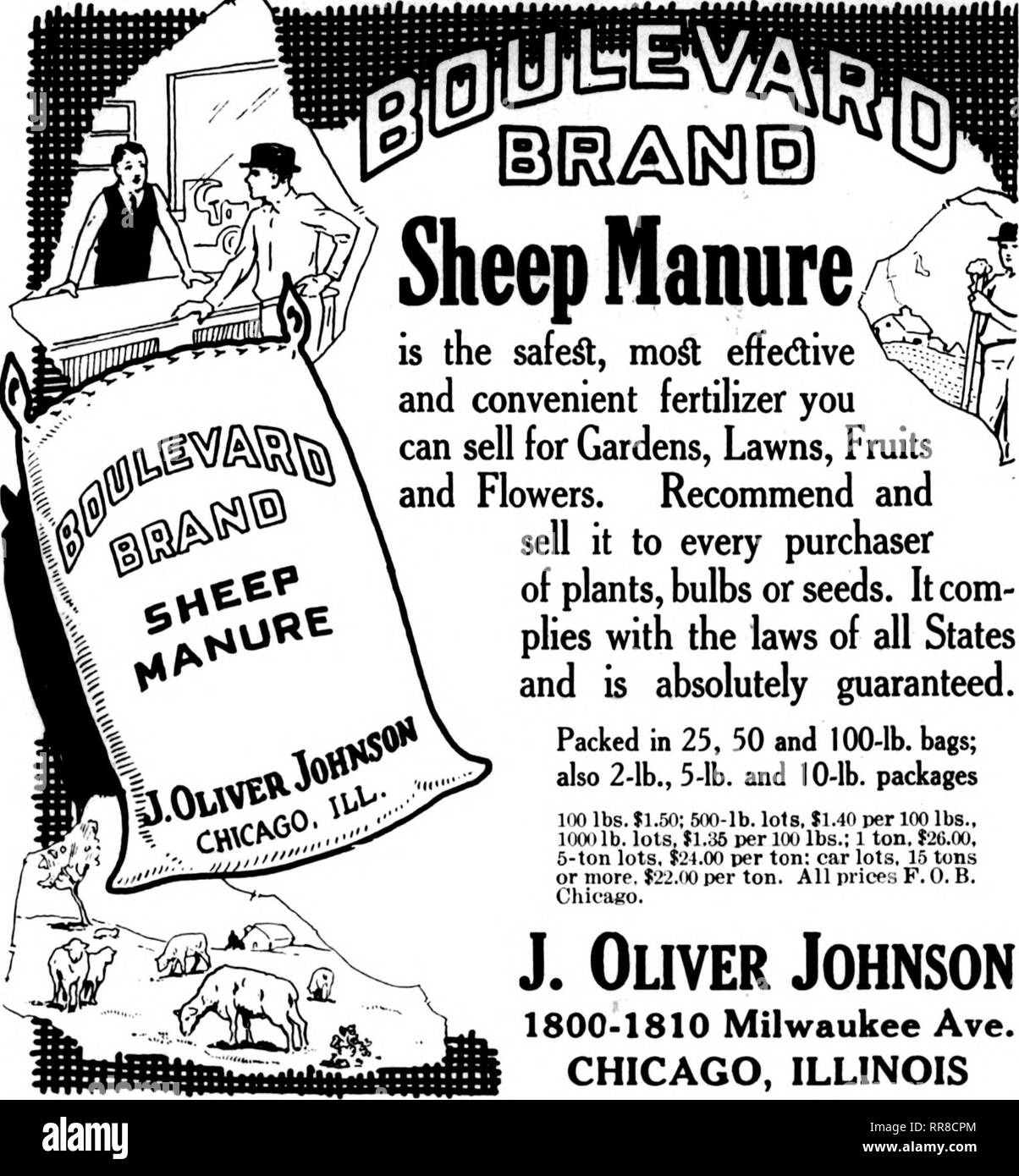 . Les fleuristes [microforme] examen. La floriculture. 128 Les fleuristes^ Review 13 juillet 1922 WIZflRh BRnND déchiquetés MARQUE DE COMMERCE Le fumier de bovins est sélectionné à partir de fumier de qualité pris de cour pavée de briques stylos Stock bovins séchées et stérilisées par un processus thermique directe à haute température qui tue les graines de mauvaises herbes, les champignons et les germes de la maladie. Emballées dans des sacs de 100 livres de céréales secondaires sous forme de paillis déchiqueté ou top-dressing. En grande partie utilisé pour le mixage avec banc et terreau et l'engrais liquide. Pour une fertilisation de pelouse et de jardin. Insister sur la marque par le biais de l'assistant de votre chambre ou nous écrire directement. Pulvérisé LE MA Banque D'Images