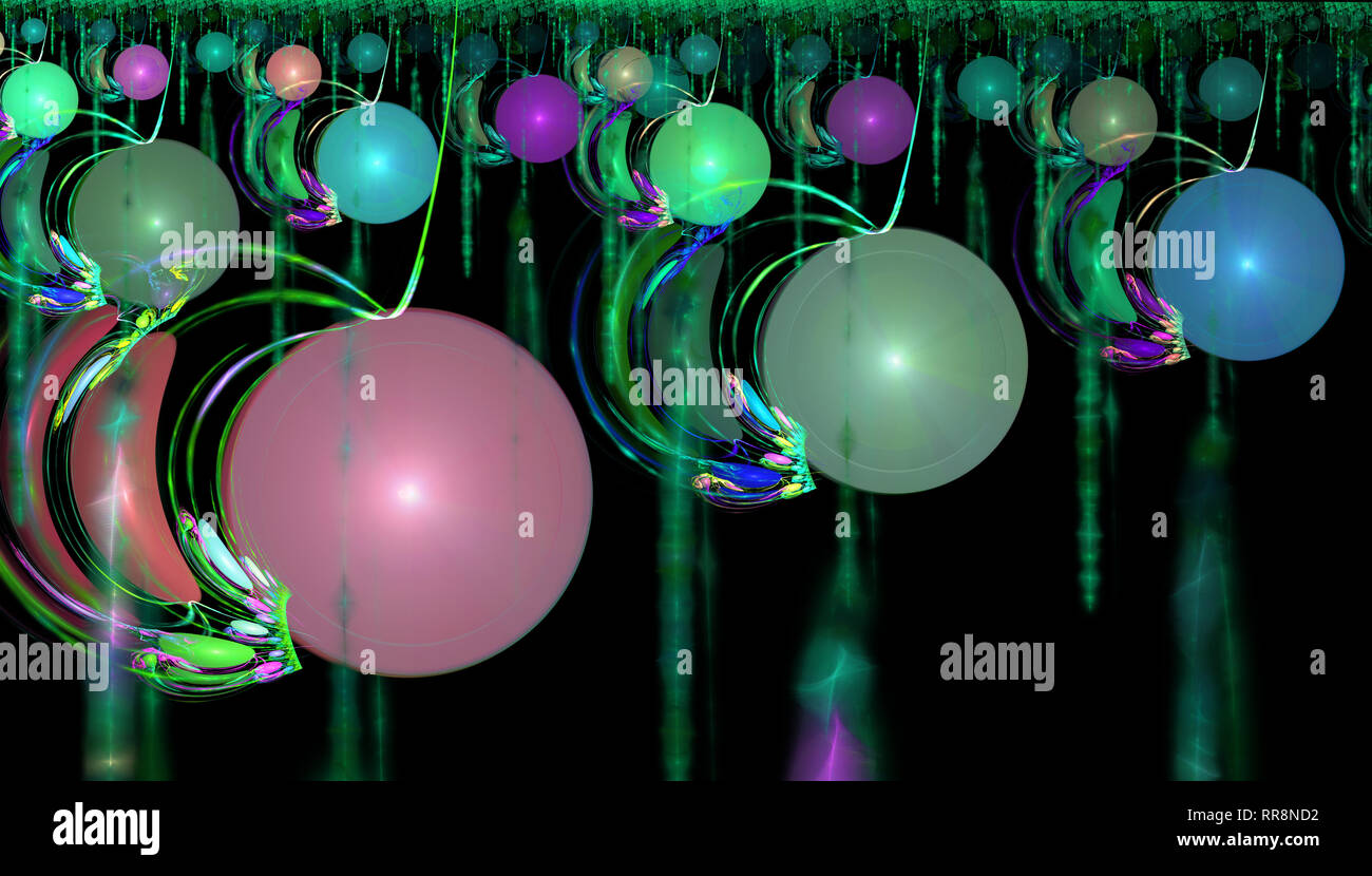 Image fractale fantastique de boules bizarres de couleurs et de tailles différentes. Banque D'Images