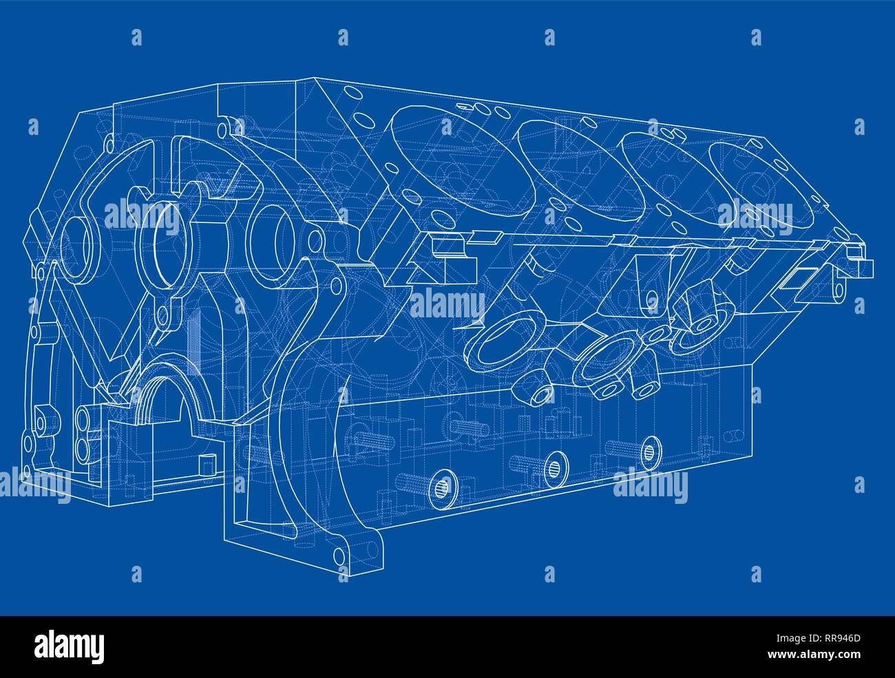 Croquis du bloc moteur. Le rendu 3D de vecteur Illustration de Vecteur