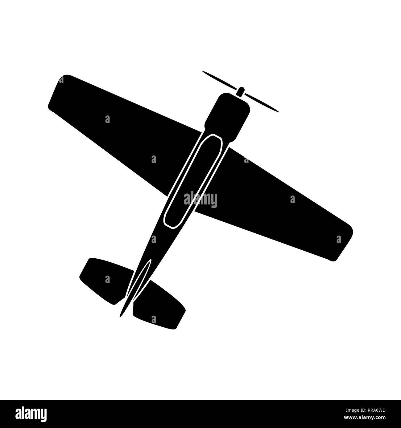 Simple dessin d'un seul avion à hélices Illustration de Vecteur