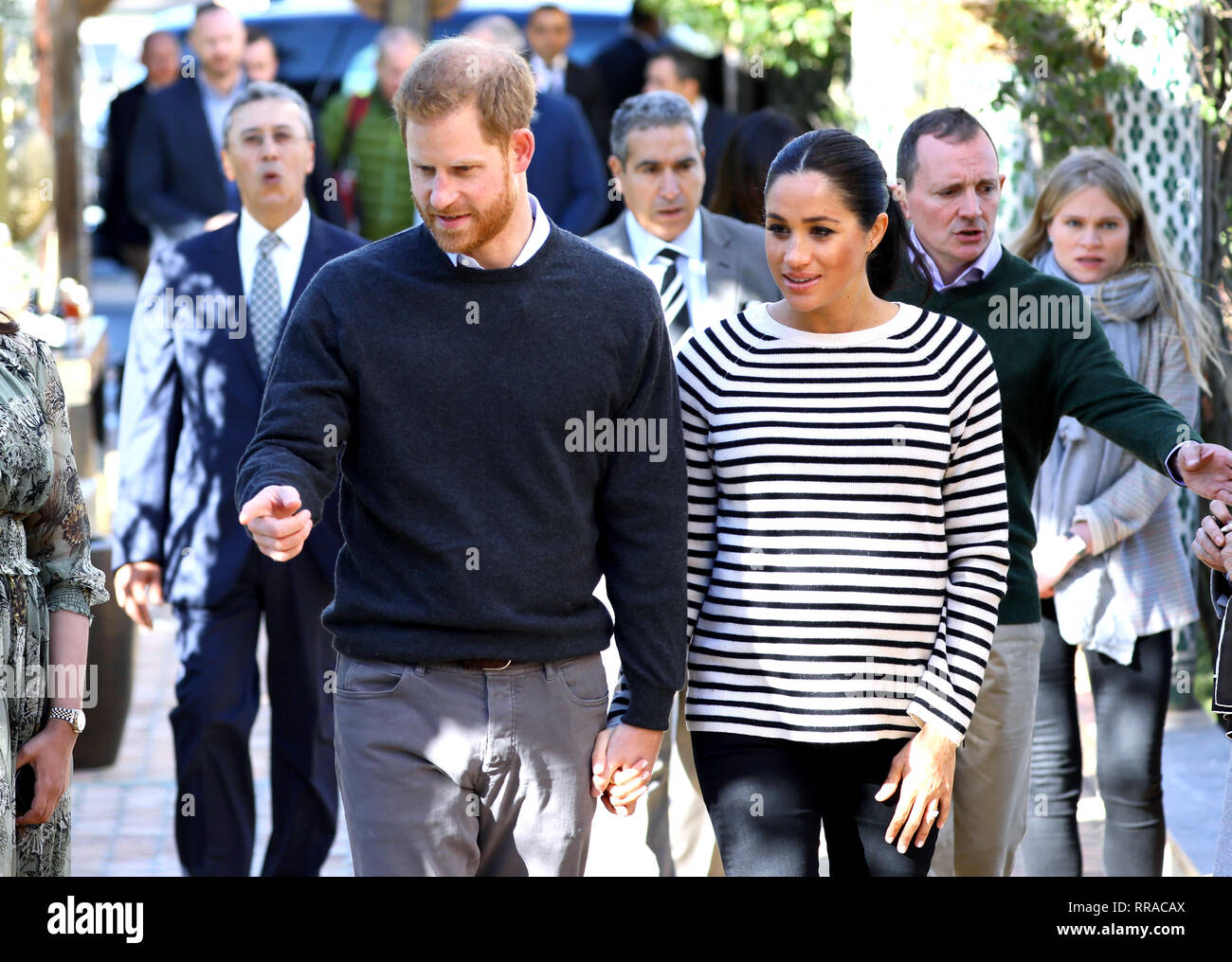 Le duc et la duchesse de Kent arrivent pour une démonstration de l'Ecole de cuisine à la Villa des Ambassadeurs à Rabat sur le troisième jour de leur tournée du Maroc. Banque D'Images