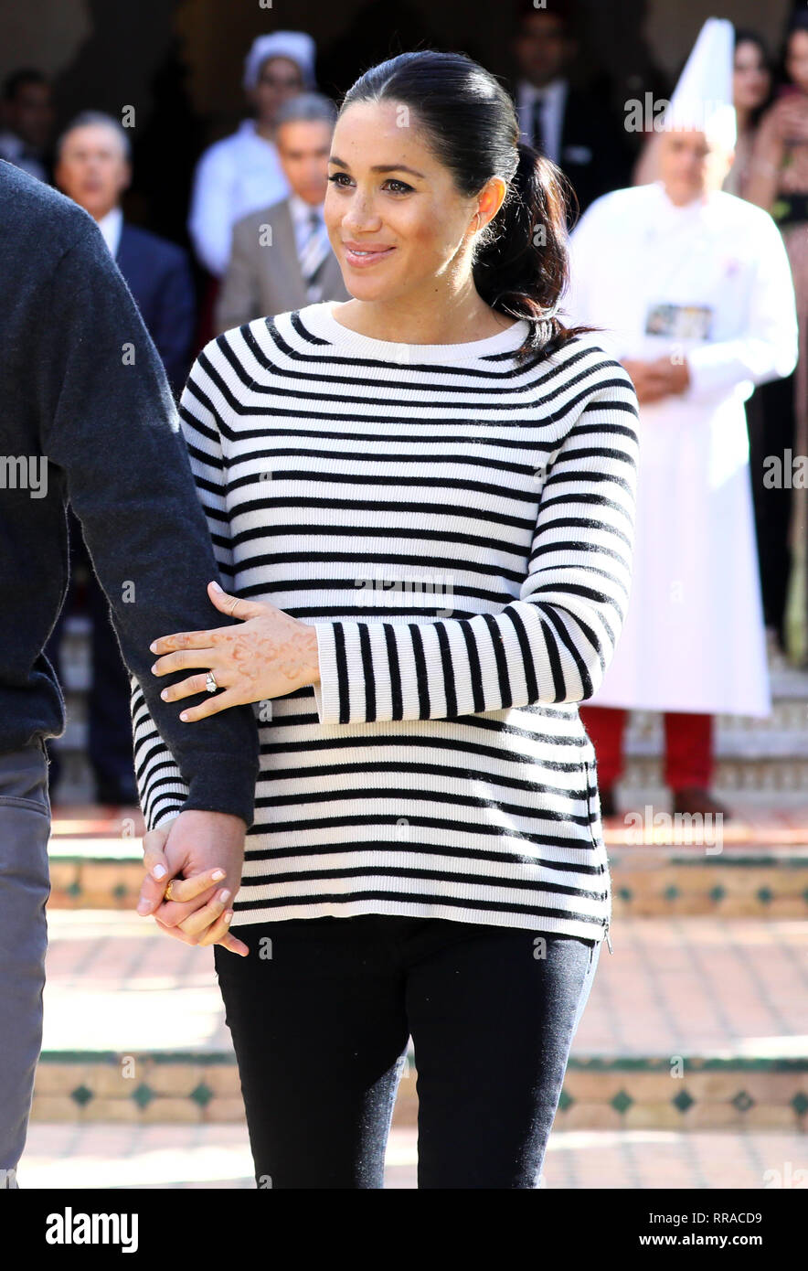 La Duchesse de Sussex arrive pour une démonstration de l'Ecole de cuisine à la Villa des Ambassadeurs à Rabat sur le troisième jour de sa tournée du Maroc. Banque D'Images