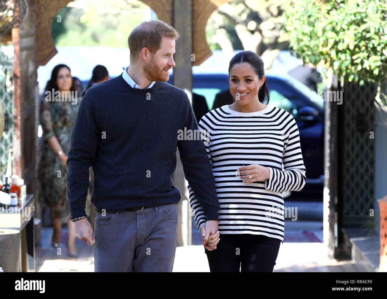 Le duc et la duchesse de Kent arrivent pour une démonstration de l'Ecole de cuisine à la Villa des Ambassadeurs à Rabat sur le troisième jour de leur tournée du Maroc. Banque D'Images