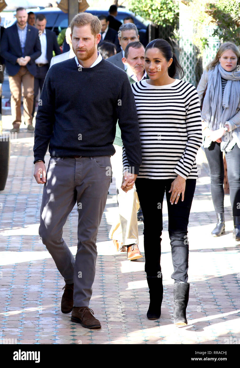 Le duc et la duchesse de Kent arrivent pour une démonstration de l'Ecole de cuisine à la Villa des Ambassadeurs à Rabat sur le troisième jour de leur tournée du Maroc. Banque D'Images