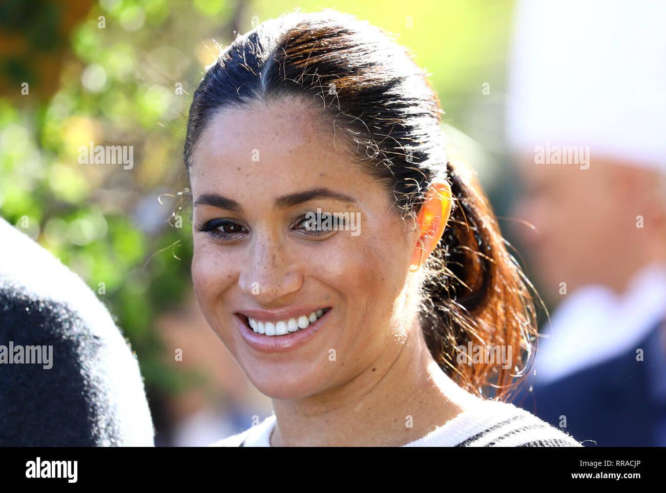 La Duchesse de Sussex arrive pour une démonstration de l'Ecole de cuisine à la Villa des Ambassadeurs à Rabat sur le troisième jour de leur tournée du Maroc. Banque D'Images