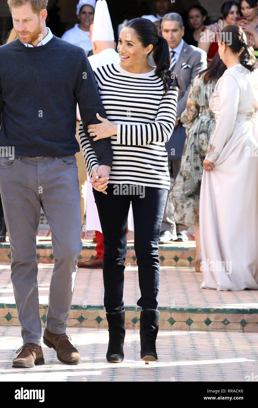 Le duc et la duchesse de Kent arrivent pour une démonstration de l'Ecole de cuisine à la Villa des Ambassadeurs à Rabat sur le troisième jour de leur tournée du Maroc. Banque D'Images