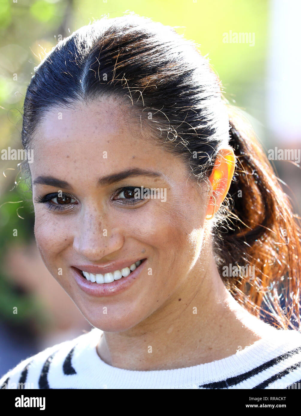 La Duchesse de Sussex arrive pour une démonstration de l'Ecole de cuisine à la Villa des Ambassadeurs à Rabat sur le troisième jour de leur tournée du Maroc. Banque D'Images