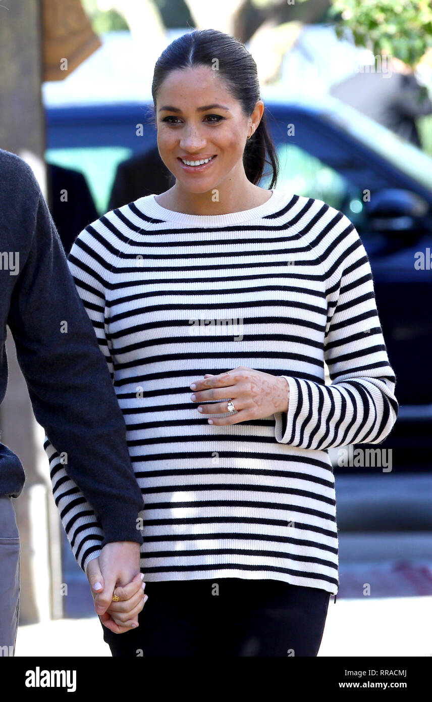 La Duchesse de Sussex arrive pour une démonstration de l'Ecole de cuisine à la Villa des Ambassadeurs à Rabat sur le troisième jour de sa tournée du Maroc. Banque D'Images